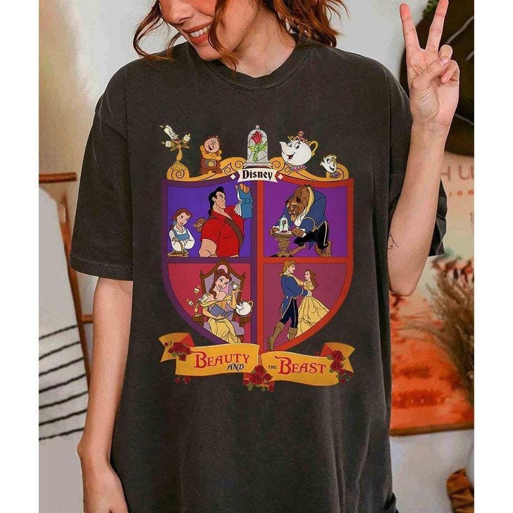 Disney Beauty And The Beast Characters Group Shot Retro Shirt Princess Aurora Tee Disneyland Family Matching Shirt Magic Kingdom Wdw Tee Limited Edition Tshirt